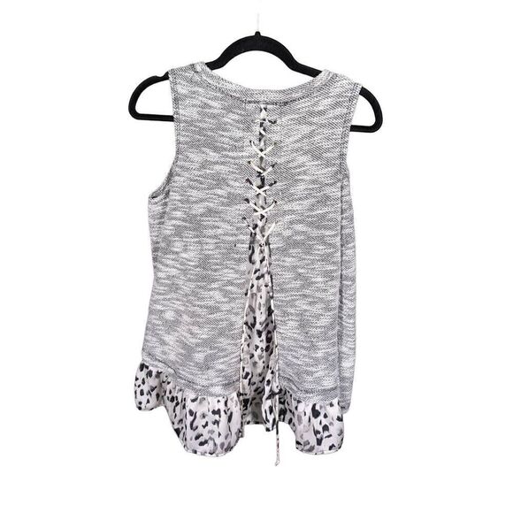 Fever Sleeveless Top with Ruffled Animal Print Bottom Women's Small - Picture 2 of 6